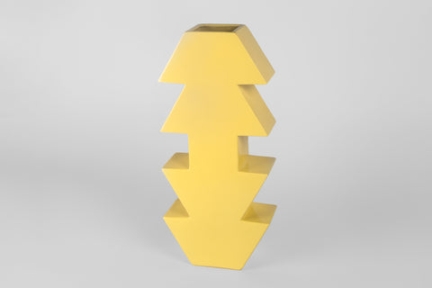 Yellow 1990s postmodern vase by Florio Paccagnella. 