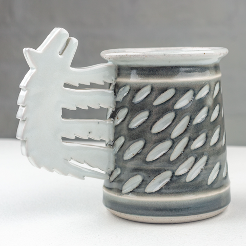 Wolf Mug 2, Handmade 1990s Studio Pottery USA, Signed Cunningham Pottery