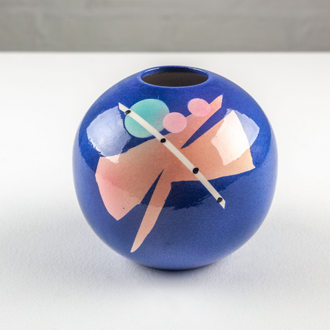 Post-modern Ball Vase by Harris-Cies, Signed Dated, USA 1980s
