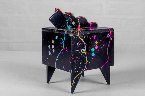 Confetti, 1980s Lacquered Jewelry Box by Hollis Fingold, Signed USA