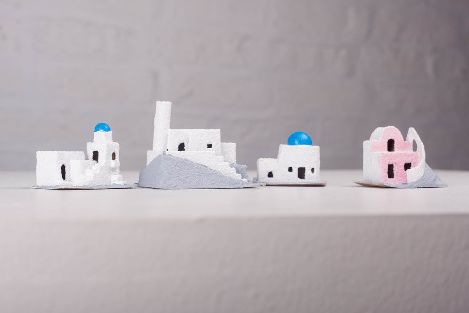 Greek Set of 4 Putz Houses by Jason Sargenti