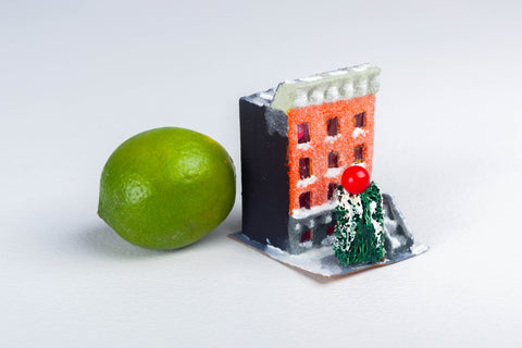 NY Building with Christmas Tree, Putz Houses by Jason Sargenti 2018