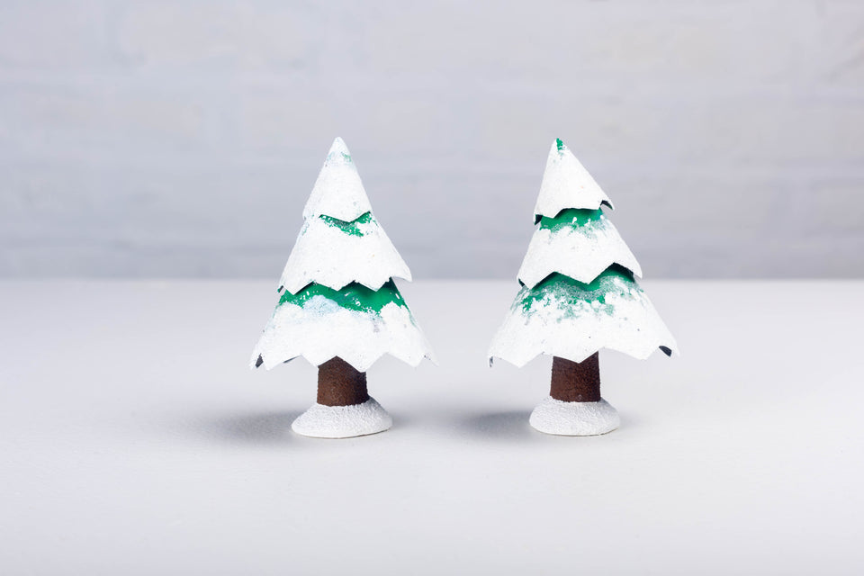 Set of Two Christmas Trees with box (3 sets available), Putz Houses by Jason Sargenti