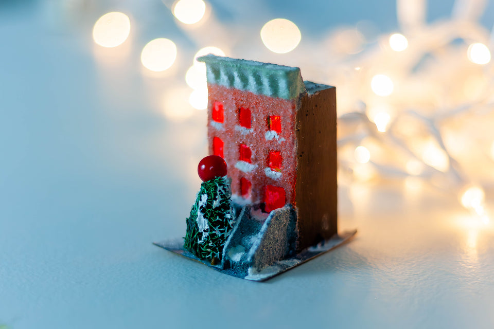 NY Building with Christmas Tree, Putz Houses by Jason Sargenti 2018