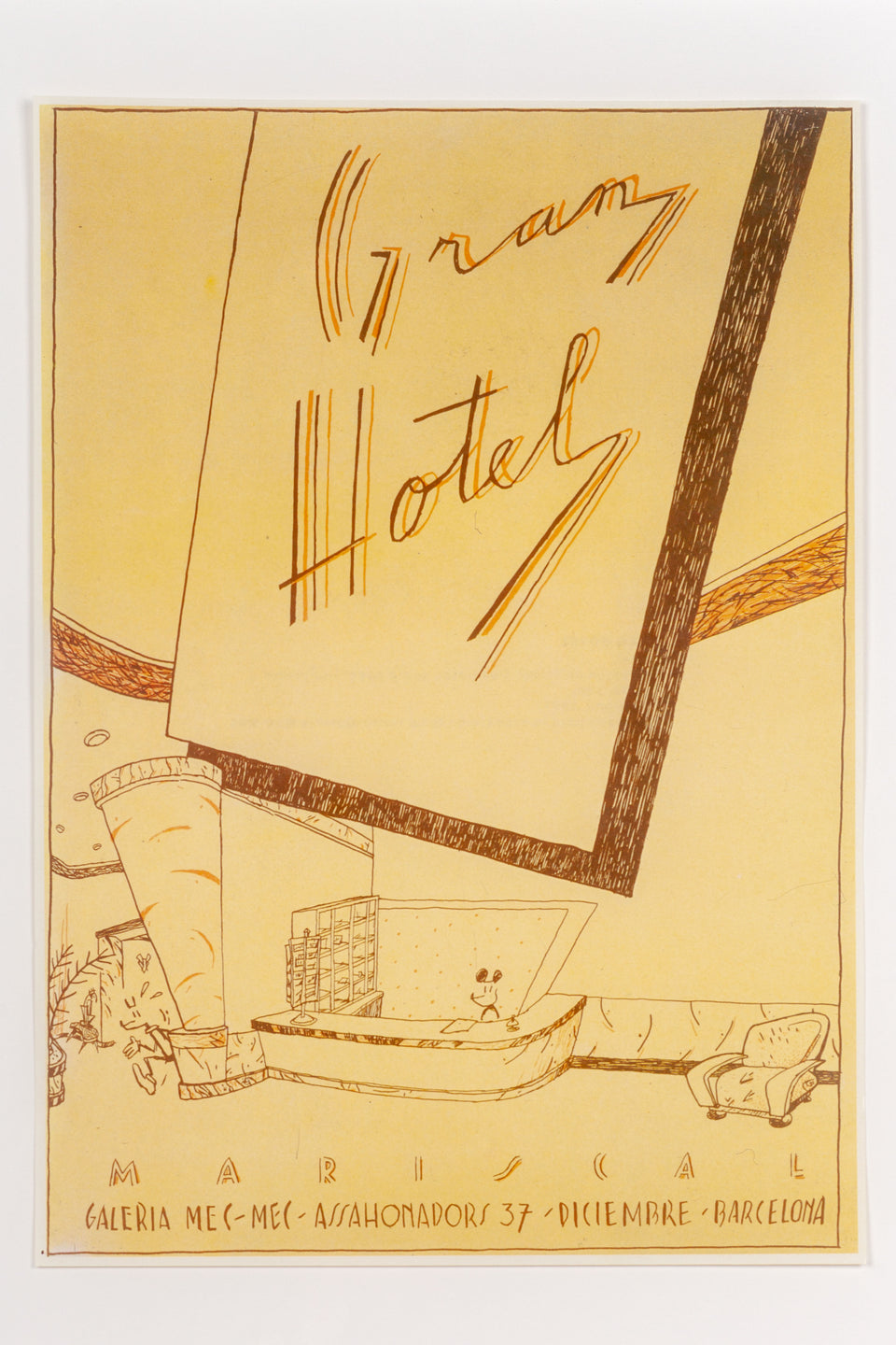 “Grand Hotel” Javier Mariscal 1977 first solo exhibition poster, 1980s re-print