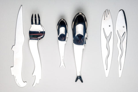 Esotismo Flatware set by Jean-Marie Patois, Stainless Steel, France 1988
