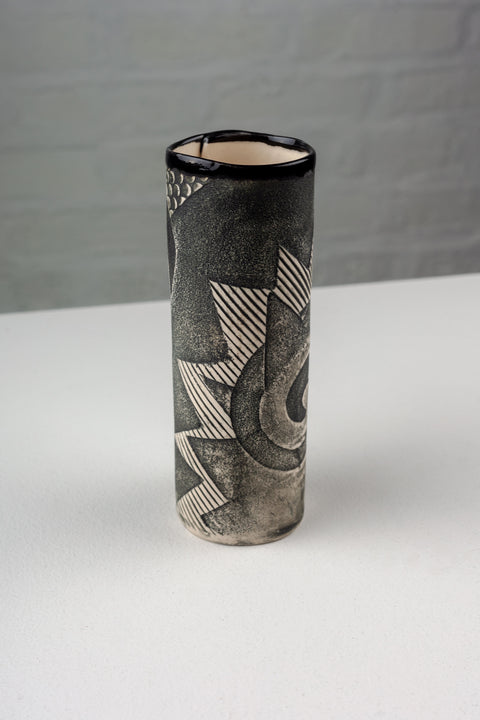 Post-modern Vase Handmade by ASH WORKS High-Fired Porcelain Vase, NY USA 1991