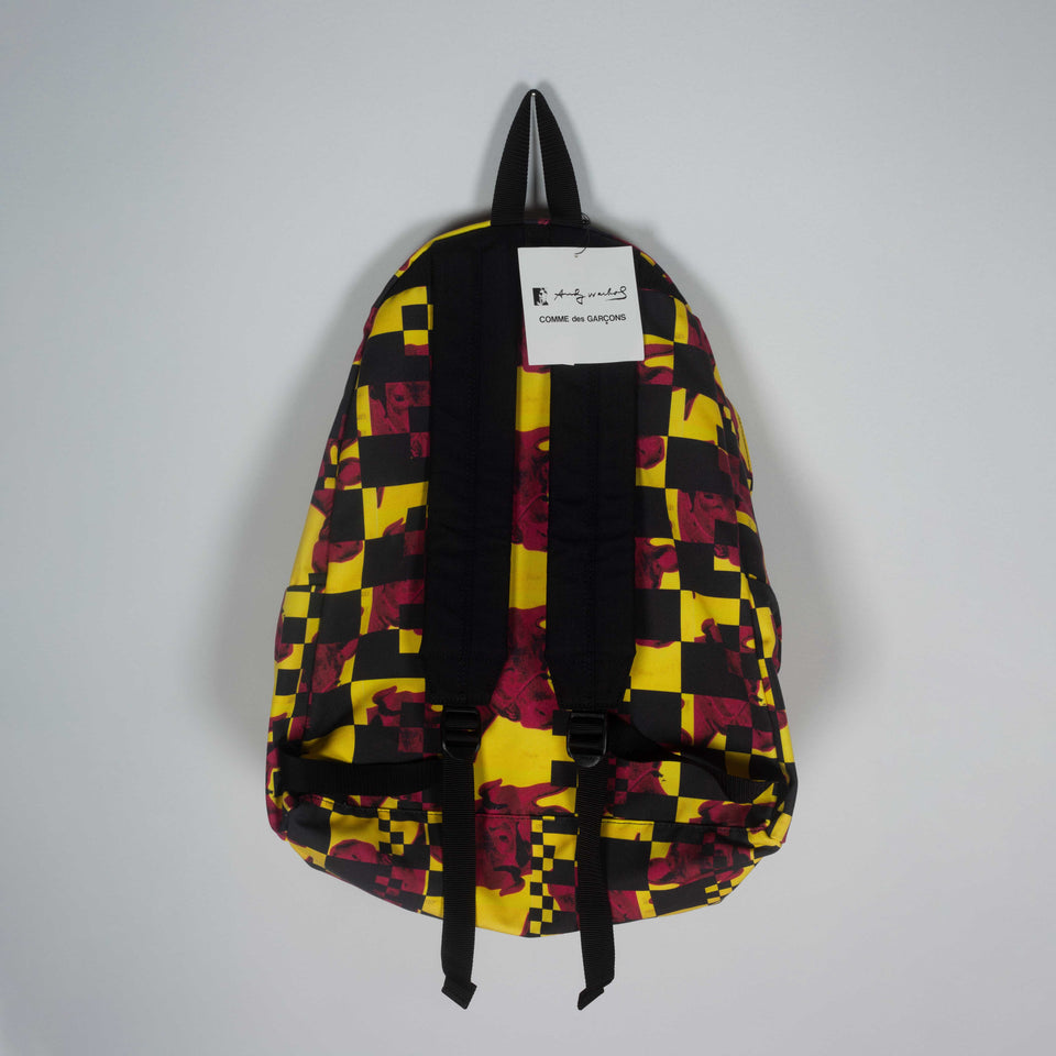 Comme des Garçons Andy Warhol Foundation pop art nylon backpack.