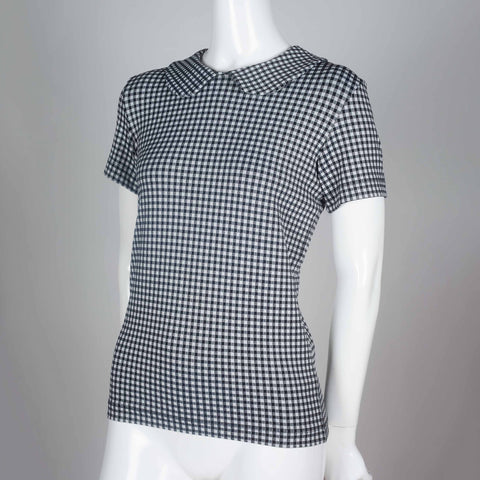 CDG black and white checkered tee from 1996 with peter pan collar.