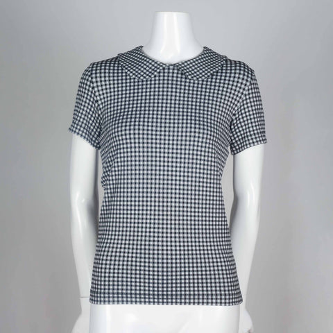 CDG black and white checkered tee from 1996 with peter pan collar.