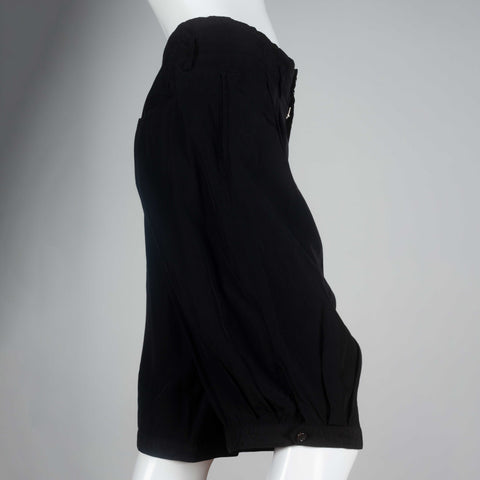 Comme des Garçons 1998 black, knee-length silk shorts from Japan. 