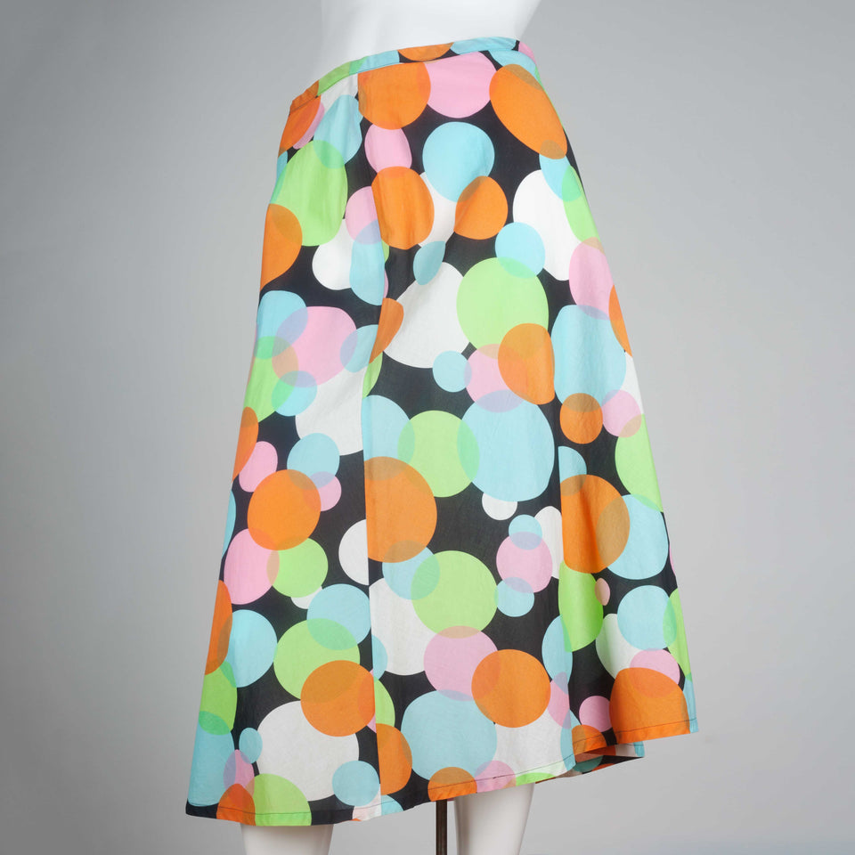 Comme des Garçons 2003 cotton skirt from Japan with colorful circles.