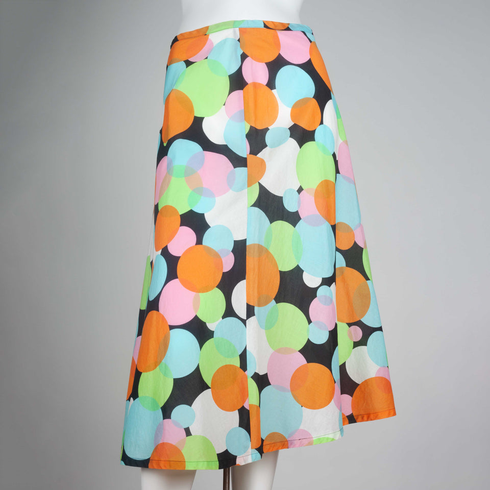 Comme des Garçons 2003 cotton skirt from Japan with colorful circles.
