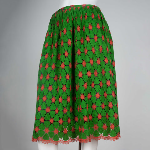 Comme des Garçons green and orange guipure lace skirt from Japan.