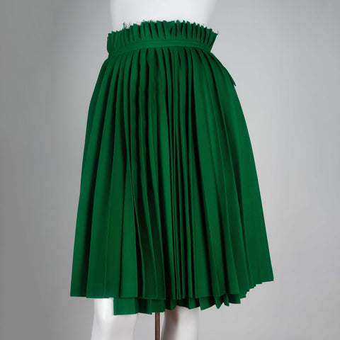 Comme des Garçons 1998 pleated wool wrap skirt in green from Japan. 