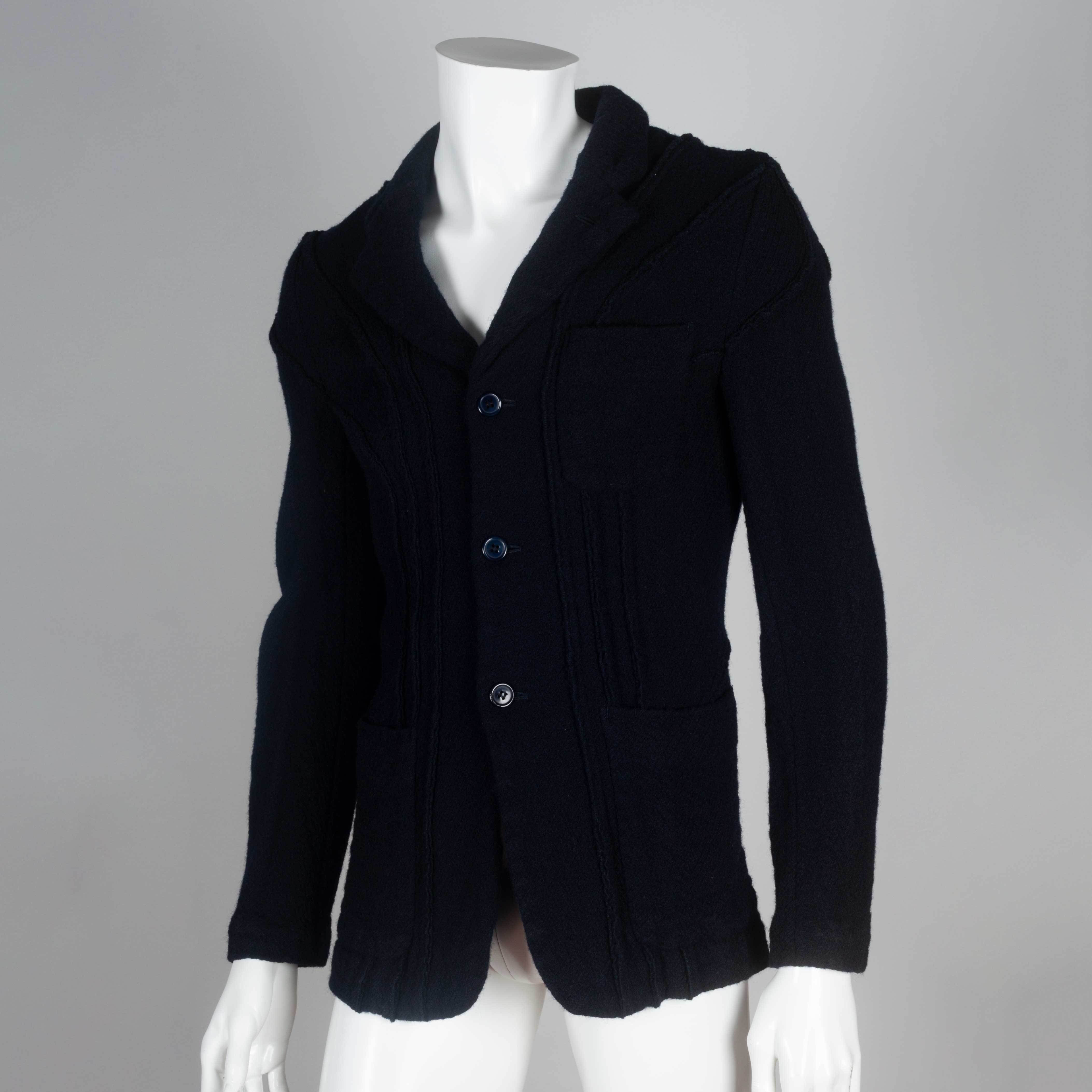 Comme Des Garçons Homme Plus distressed single-breasted wool coat - Black