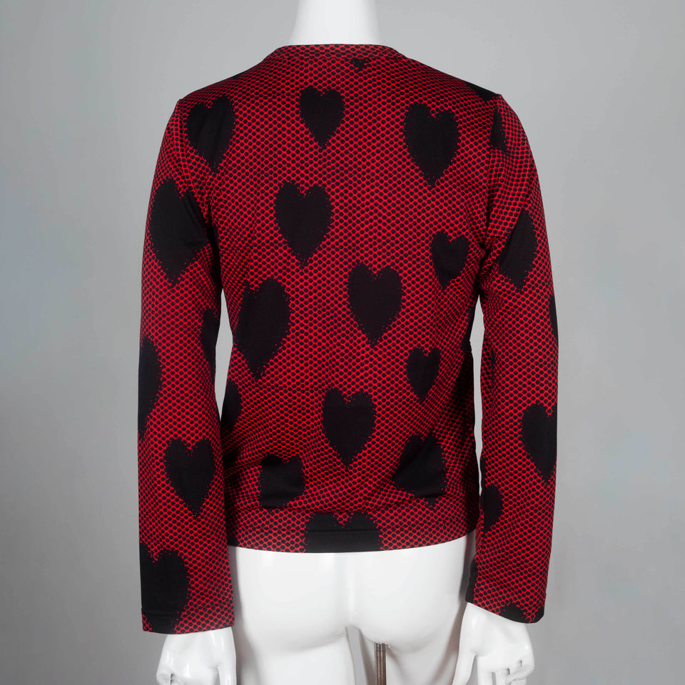 Comme des Garçons 2008 vintage archive long sleeve tee with black dots and chiffon hearts. 