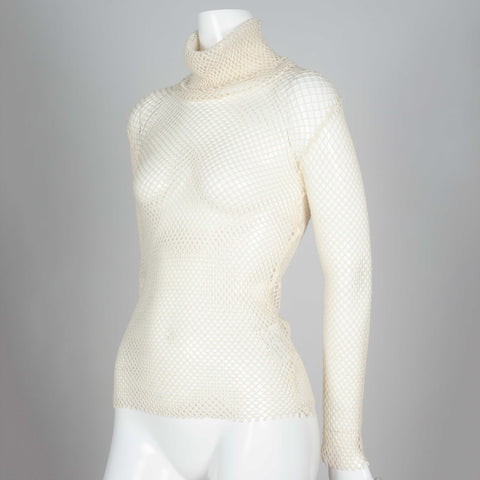 Comme des Garçons off-white crochet high neck top from Japan, circa 1991.