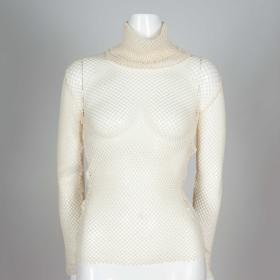Comme des Garçons off-white crochet high neck top from Japan circa 1991.