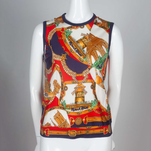Comme des Garçons Tricot 2001 sleeveless top printed with national landmarks of Paris.
