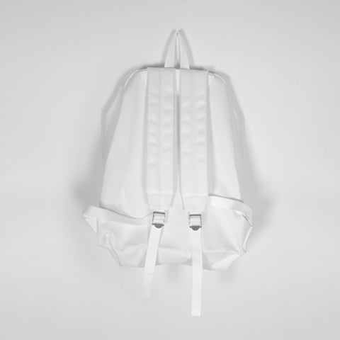 Comme des Garçons minimal backpack in white. 