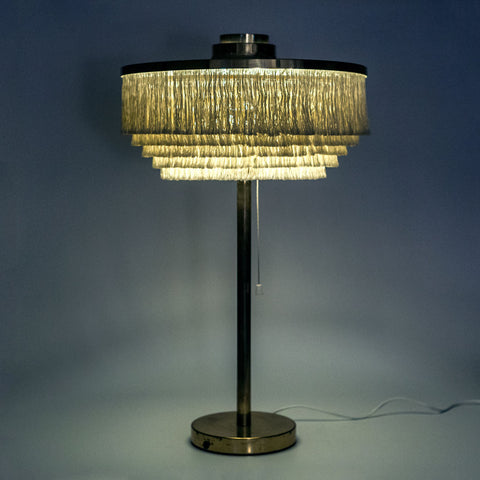 Large brass and silk fringe table lamp designed by Hans-Agne Jakobsson in 1965.