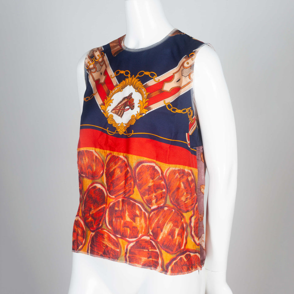 Comme des Garçons 2011 tank top with equestrian design. Made from second hand fabrics. 