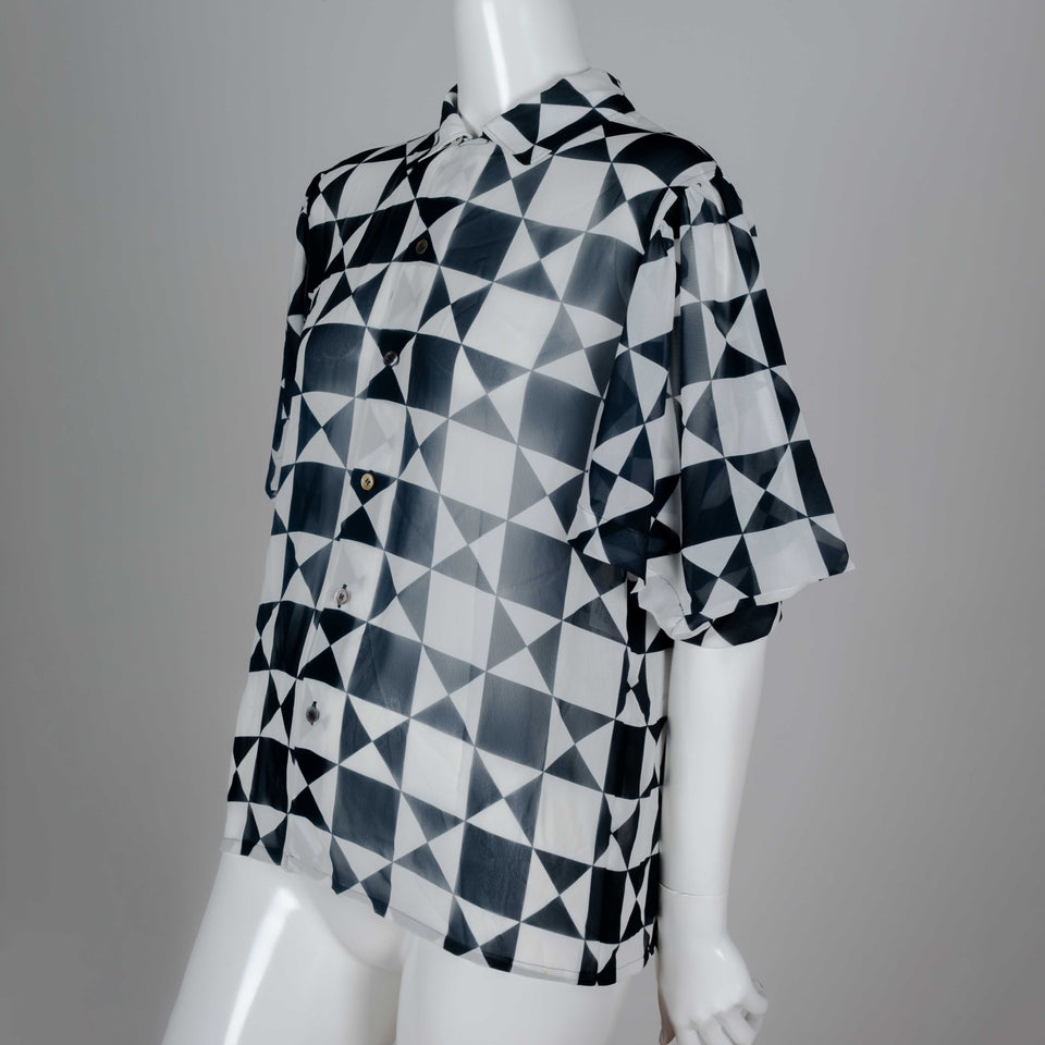 Comme des Garcons Tricot Sheer Checkered Collared Shirt, 1989