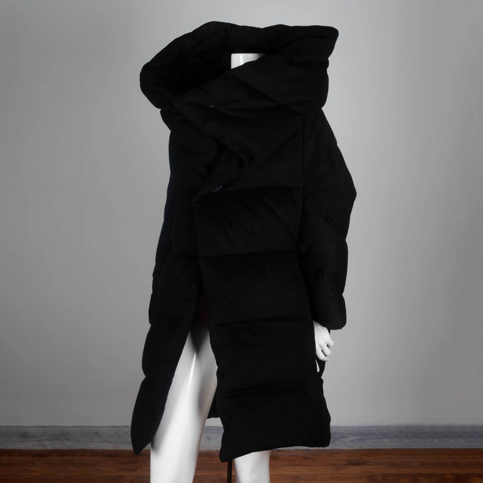 Junya Watanabe Comme des Garçons vintage archive 2004 winter coat from Japan in black cashmere, wool and down feather.
