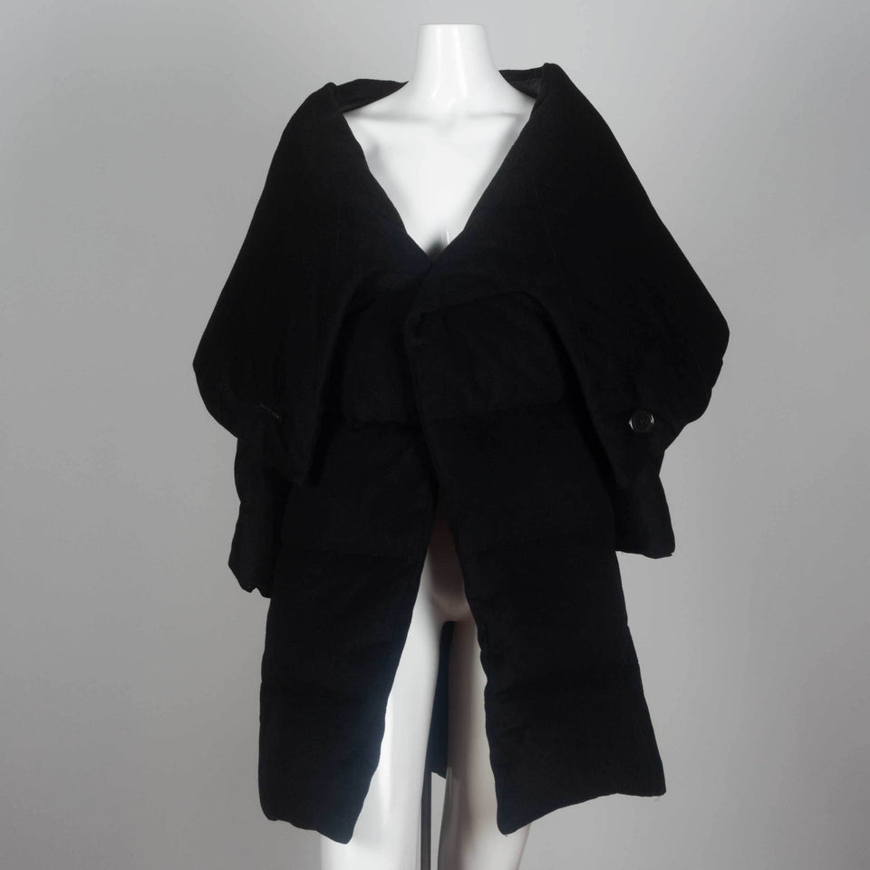 Junya Watanabe Comme des Garçons vintage archive 2004 winter coat from Japan in black cashmere, wool and down feather.