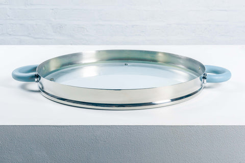 Postmodern Serving Tray by Michael Graves, Stainless Steel and Frosted Glass, 2000 USA