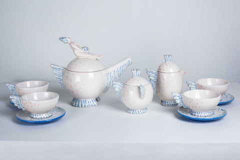 Ugo La Pietra Tea Set 'Bathing Culture' for Cooperativa Ceramica d’Imola, 1987 Italy