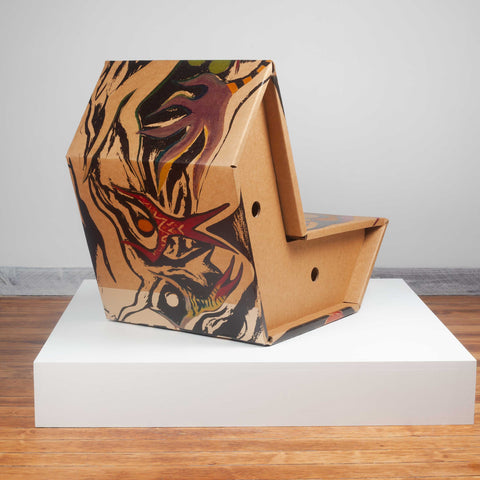 Cardboard chair with Taro Okamoto illustration, released in Japan by Comme des Garçons in 2011.