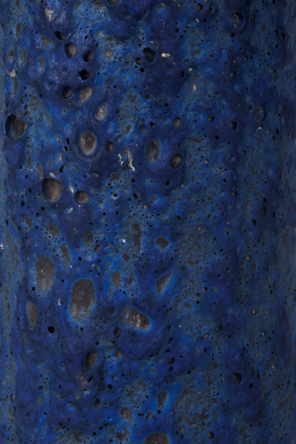 Deep shades of blue, cylindrical West German vase with fat lava glaze, made in the 1970s.